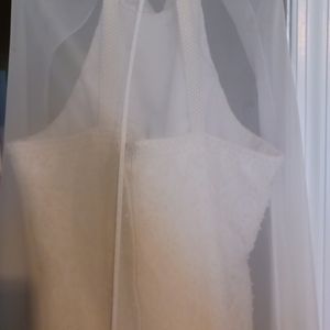 Handmade, white/off white size 18 beaded halter wedding dress!